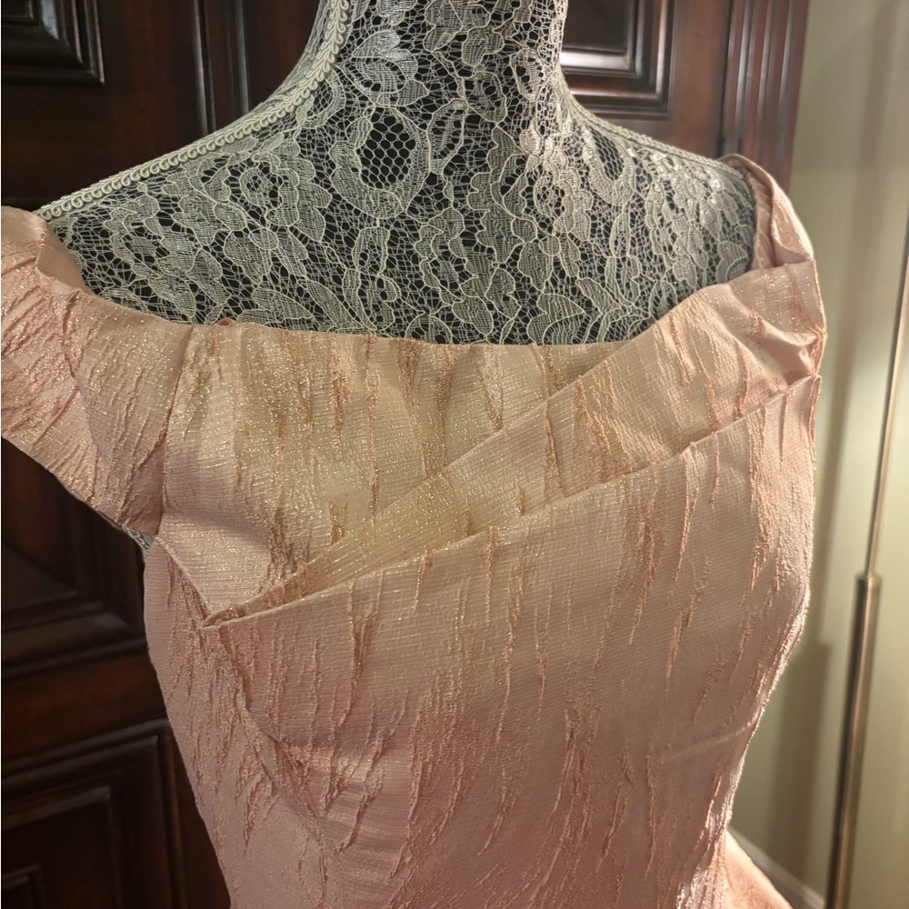 Adrianna Papell Pink Strapless Gown with Cap Sleeves for Bride